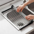 NEZUIBAN Dish Drying Rack with Roll Up and Over Sink for Kitchen,17.5"x15.7",Black by NEZUIBAN