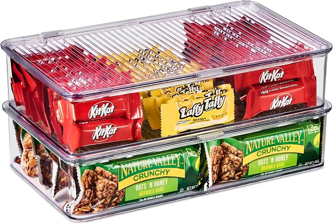 Sorbus Fridge Organizer & Pantry Storage with Lids- Clear Plastic Freezer Organizer Bins- MultiPurpose & Versatile Stackable Cabinet Organizers- Cosmetics,Office Supplies,Food Snack Organizers- 2 Pack - Image 2