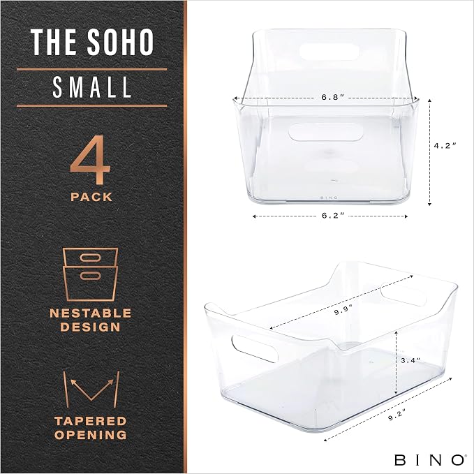BINO | Plastic Organizer Bins, Small - 8 Pack | The SOHO Collection | Multi-Use Plastic Bin | Pantry & Freezer Organizer Bin | Storage Containers | Bins for Home & Kitchen Org - Image 2