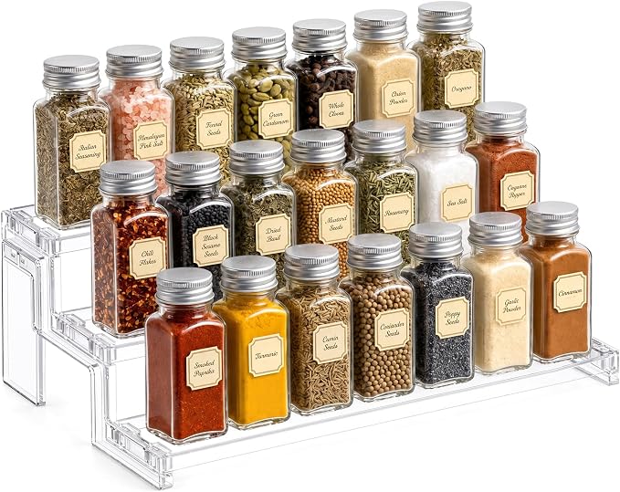 Lifewit 14″ Spice Rack, Perfume Cologne Stand,Tool-Free Assembly, 1 Pcs | 3-Tier Clear Display Riser Shelf, Cupcake Stand, Seasoning Figurine Makeup Holder, Room Decor, Kitchen Cabinet Storage by Lifewit