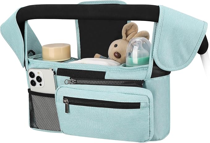 Accmor Universal Stroller Organizer with Insulated Cup Holder Detachable Phone Bag and Shoulder Strap,Stroller Bag Caddy Organizer for Uppababy, Baby Jogger, Britax Strollers by Accmor
