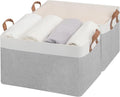 StorageWorks Fabric Storage Bins, Gray and White, Extra Large, 2-Pack | With Reinforced PU Handles, Metal Frame, Collapsible, Storage Basket for Shelves, Closet, Holds Clothes, Towels, Blankets by StorageWorks