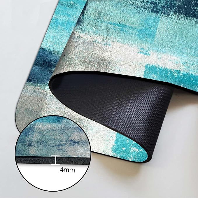 MCALK Turquoise Kitchen Sink Faucet Mat Splash Guard, Absorbent Quick-Dry Kitchen Sink Mat - Ideal for Splash Guard & Drip Catching with Abstract Art Decor( 1pc 15"x5.5") - Image 6