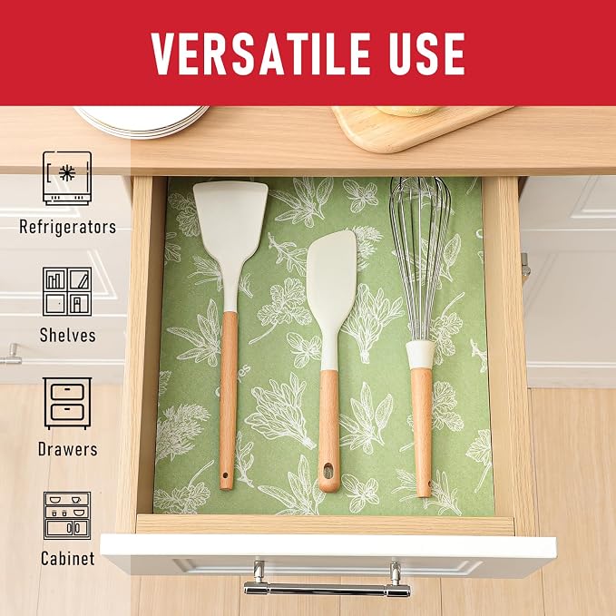 Cooyes Large Fridge Liners for Refrigerator, 17.7" × 24", Drawer & Shelf Liners for Kitchen Cabinets Non-Adhesive, Breathable Cloth Material, Non-Slip, Keep Produce Fresh Longer, Sage Green - Image 6