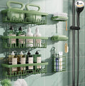 Veken Rustproof & Waterproof Shower Caddy 6-Pack, No Drilling Adhesive Shelves Rack with Soap Holder, Large Capacity Bathroom Organizers and Storage, Wall-Mounted Kitchen & Home Decor, Green by Veken