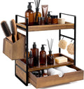 2-Tier Bathroom Counter Organizer, Acacia Wood Vanity Shelf with Drawer | Pre-Drilled Holes, Skincare & Makeup Countertop Organizer and storage, Acacia Dark Brown by Unknown