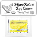 120 Chicken Egg Carton Labels Stickers | Please Return Egg Carton | White | Farm Fresh Eggs | 4 6 12 15 18 30 48 50 Count - Basket Box Container Extra Organizer Farm Supplies, 66mm x 26mm by Unknown