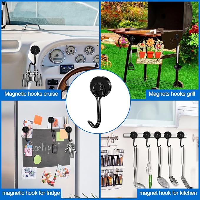 LOVIMAG Swivel Magnetic Hooks, 80LBS, Pack of 6 | Cruise Cabin Ship Essentials 2026, Heavy Duty Magnets for Refrigerator, Classroom, Kitchen, Hanging Mug, Black - Image 6
