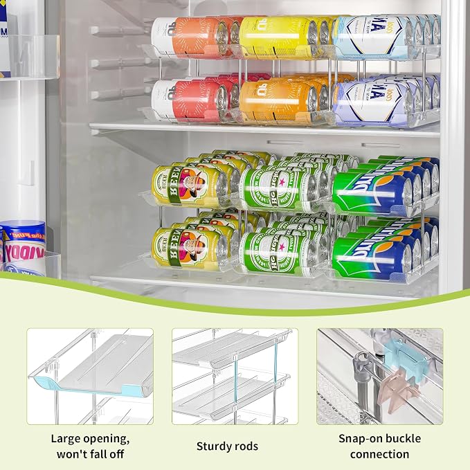 Can Organizer for Pantry, Rolling Food Pantry Storage Rack, 3 Tier | Automatic Rolling, Holds 36 Cans, Clear Canned Food Organizer, Modular Pantry Storage Holder, for Pantry, Cabinet & Fridge - Image 3