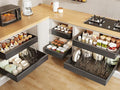 Seinloes 6 Pack Pull out Cabinet Organizer 21"Deep with Raising Pad for Framed Cabinets, Expandable Slide out Drawers for Kitchen Cabinets with 6pcs Divider Racks, Roll out Shelves 12.1"-20.4" W Black by Seinloes