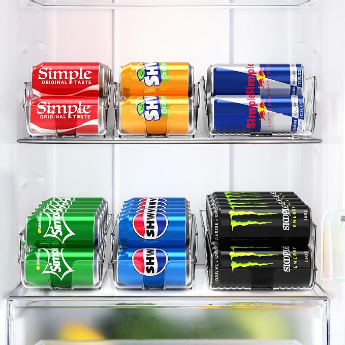 Simple Houseware 4-Pack Assorted Can Organizer for Refrigerator/Pantry | Clear, Set of 4 - Image 7
