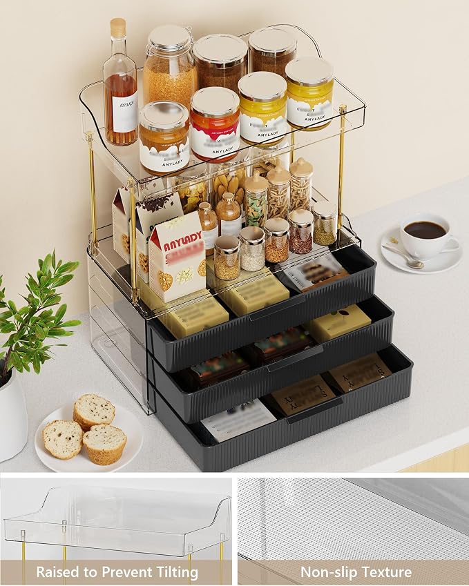 Anylady Bathroom Organizers and Storage, Makeup Organizer (Sturdy Durable Attractive), Ideal for Vanity, Countertop, Counter, Perfume, Skincare, Cabinet, Cosmetic, Dresser Organizer (deep black) - Image 5