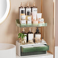 Delamu 4-Tier Makeup Organizer, Bathroom Counter Storage, 2 Drawers,Green | Elegant Vanity Organizer Gift for Women, Holds Perfume, Skincare, Nail Polish & Hair Accessories for Bathroom Countertop by DELAMU