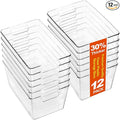 12 Pack Large Clear Plastic Storage Bins, Kitchen&Pantry Organizer | Heavy-duty 450g BPA-free PETG containers with handles for fridge, under-sink, bathroom, office, closet, and garage storage by JOYMEEZO