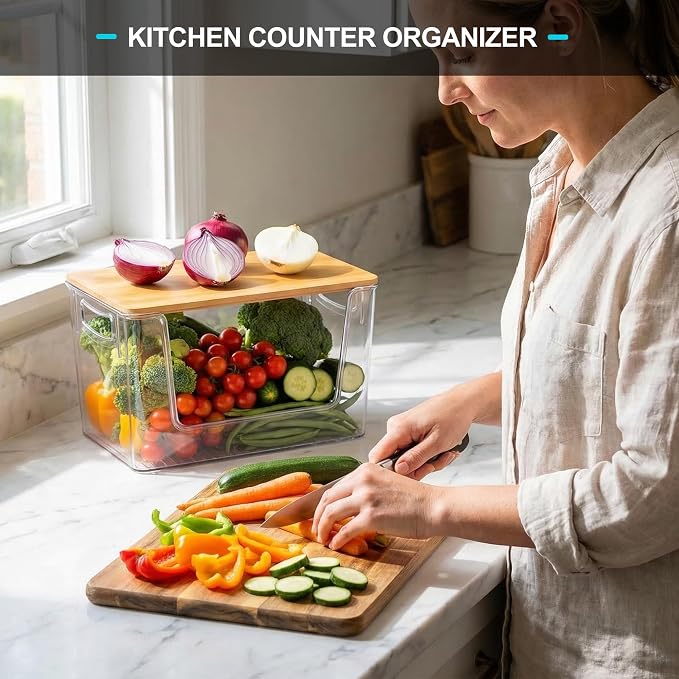 Pantry Organizers Storage, 2 Pack Large Clear Storage Bins for Onion, Potato, Garlic, Canned Food, Organizer Bins for Under Sink, Kitchen, Countertop, Bathroom - Image 4