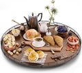 AMH 24-Inch Extra Large Farmhouse Oak Lazy Susan Organizer, Walnut Finish | Smooth rotating oak tray with walnut finish for dining tables, kitchen counters, pantries and cabinet storage. by AMH
