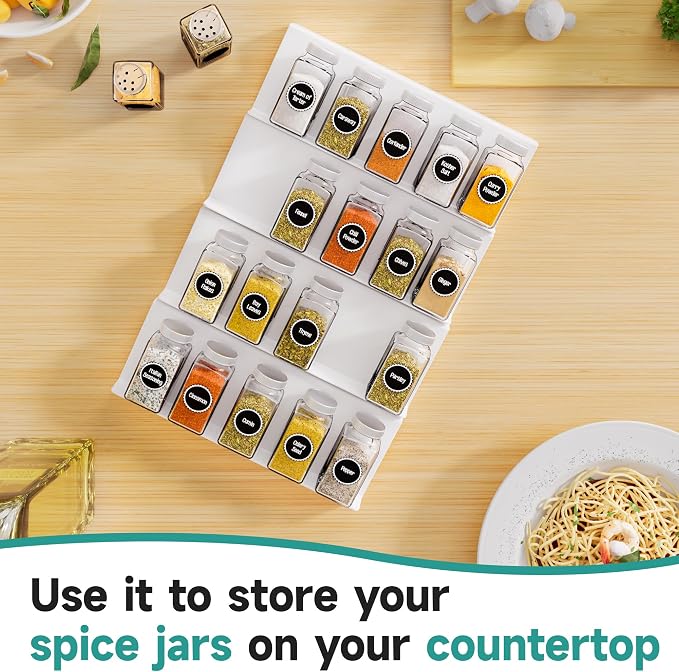MIUKAA White Acrylic Spice Drawer Organizer, 4 Tier Seasoning Jars Drawers Insert, Kitchen Spice Rack Tray for Drawer/Countertop (Jars not included) - Image 3