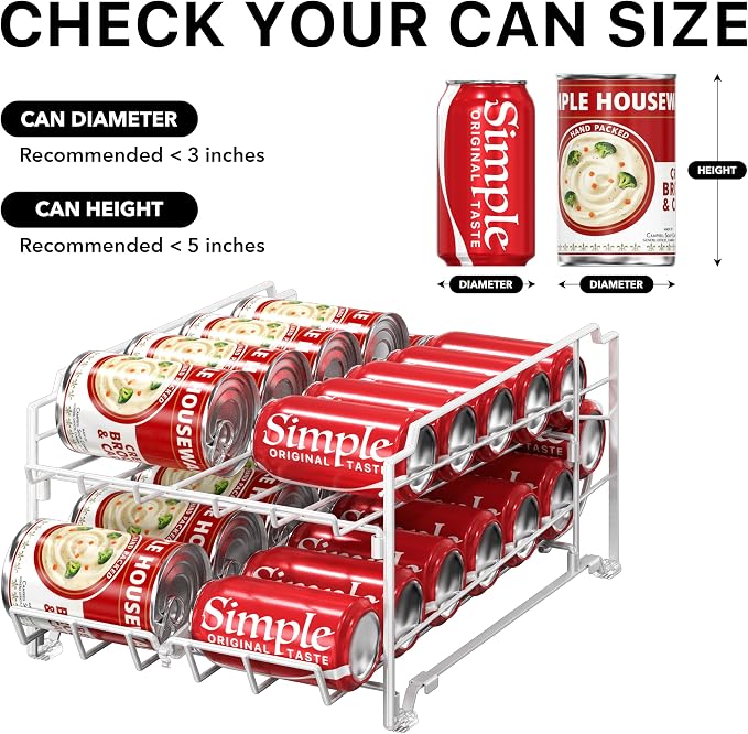 Simple Houseware Dual Row Front Loading Stackable Can Dispenser, White - Image 5