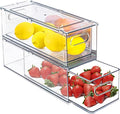 Refrigerator Organizers and Storage, 2 Pack BPA-Free Sturdy Stackable Clear Pull out Drawer Organizer Bins, Fridge Organizers and Storage for Fruit, Produce, Drink, Snack and Food Storage Containers by bealy