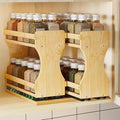 BAMEOS Pull Out Spice Rack Organizer for Cabinet, Bamboo Wide 9" Slide Out Seasoning Organizer for Kitchen, No Drill Anti-Tip Ball Bearing Silent Glides, Pantry Cabinet Organizer, Natural by BAMEOS