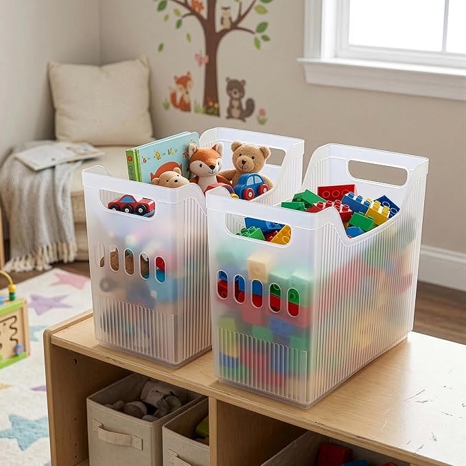 BINO | Plastic Storage Bins, Medium - 2 Pack | THE CANYON COLLECTION | Clear Storage Bins for Organization | Clear Containers for Pantry | Fridge & Freezer Organizer Bin | Cabinet & Pantry Organizers - Image 3