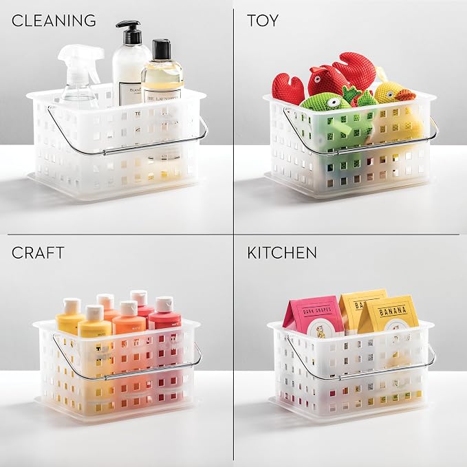 iDesign Portable Shower Caddy Basket with Handle, Set of 3, Frost | For Dorm or Bathroom, Made in USA - Image 7