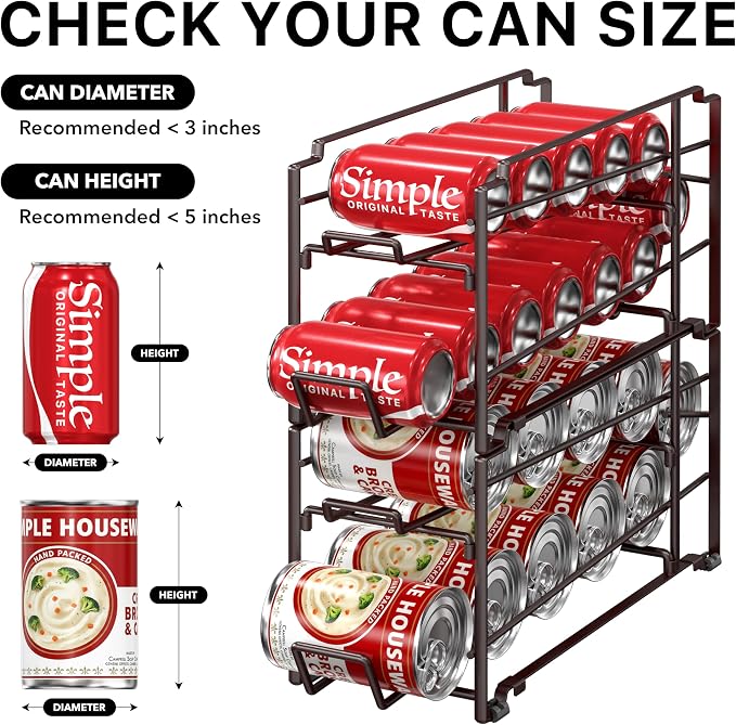 Simple Houseware 2-Pack Stackable Beverage Soda Can Dispenser Rack, Bronze | Metal Soda Can Soft Drink Organizer - Image 5