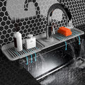 Folding sink splash guard behind faucet-faucet mat for kitchen sink-silicone kitchen faucet mat-faucet draining mat of sink accessories with button lock by Unknown
