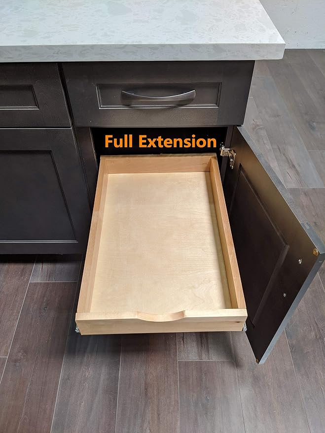 Elysian Pull-Out Tray Organizer, 17" W × 21" D Sliding Storage Drawer with Full-Extension 35mm Ball-Bearing Slides, Roll-Out Shelf for Kitchen Cabinet Organization - Image 7