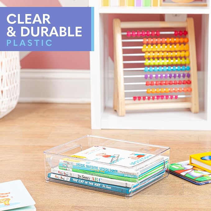 Plastic Food Storage 2 pack Clear Container Bin with Handles for Organizing Kitchen, Pantry, Refrigerator, Freezer, Pantry, Cabinet, Closet, Bathroom. Stackable 10”x8”x3” - Image 6