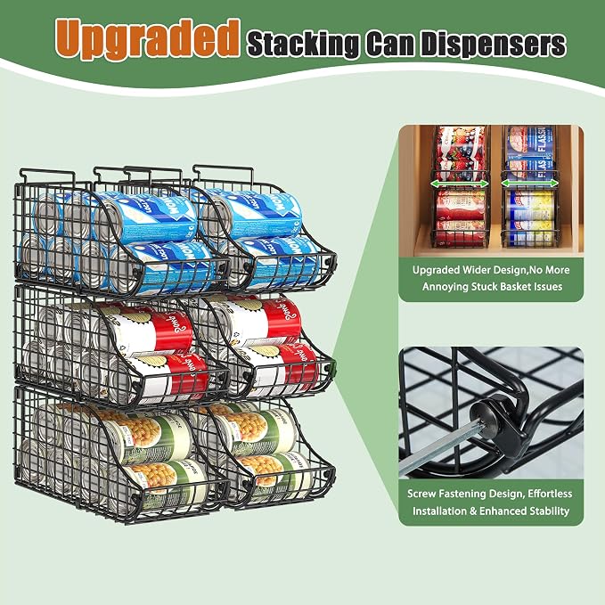 Sonyabecca 6 Pack Stackable Can Organizer for Pantry Cabinet Food Storage | Soda Can Organizer Storage Rack, Can Food Storage Dispenser for Pantry and Cabinet Shelves with Stackable Design - Image 5