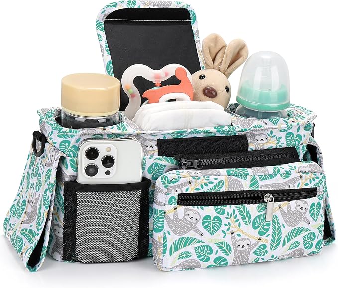 Accmor Universal Stroller Organizer with Insulated Cup Holder Detachable Phone Bag and Shoulder Strap,Stroller Bag Caddy Organizer for Uppababy, Baby Jogger, Britax Strollers - Image 3