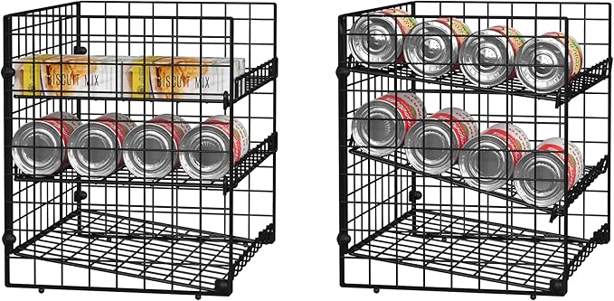 3 Tier Stackable Can Rack Organizer, Adjustable Can Holder for Pantry | 2 Pack Rolling Can Dispenser for Canned Food, Soda & Drink Storage, Tiered Can Organizer for Kitchen Cupboard Cabinet - Image 4