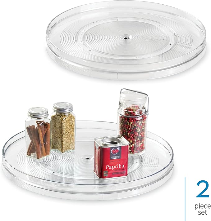iDesign 14.5-Inch Lazy Susan Organizer, 2-Pack, Clear | Large Turntable, For Cabinet or Pantry - Image 2