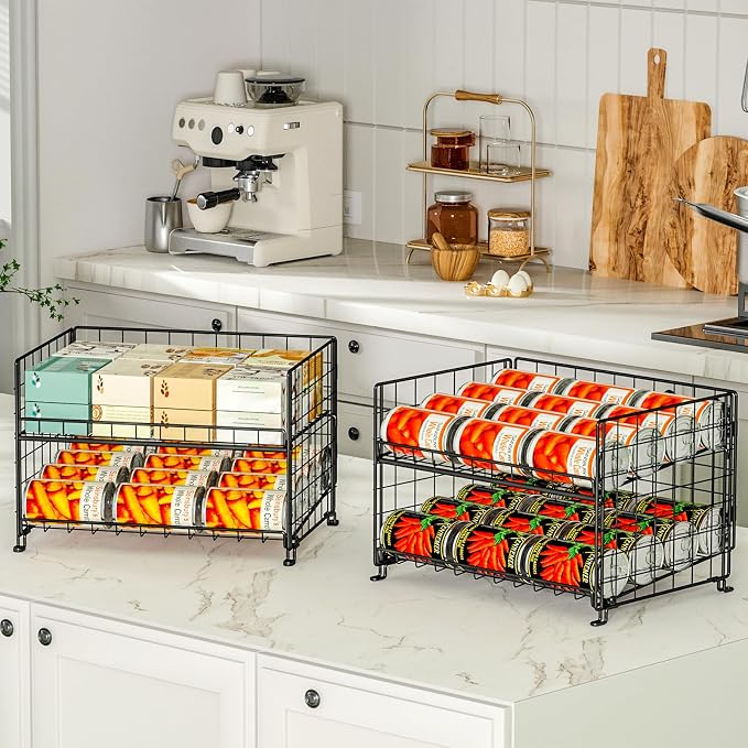 2-Pack Stackable Rack Organizer, Storage for Kitchen Pantry Cabinet, Holders for Food, Multifunctional Dispenser for Snacks Soda - Image 8