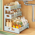 Kitstorack Under Sink Organizer 3-Tier Slide Out Drawer 1-Pack LightBlue | Height Adjustable, Metal Mesh Storage Rack, Pull out Cabinet Organizer Shelf for Bathroom Kitchen Pantry Home Organization by Kitstorack