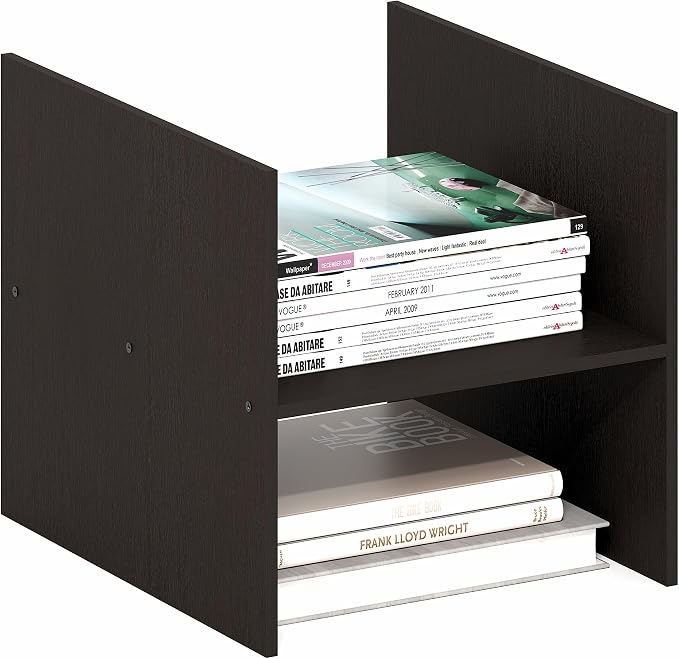 Furinno Cubicle H-Shelf Cube Insert, 2-Tier Cube Organizer, Dark Oak | 12.9W x 12.9H, Shelf Accessory, Fits into Furinno Triple Thick Cubes, IKEA Kallax, for Organizers and Storage by Furinno-FitsYourSpaceFitsYourBudget