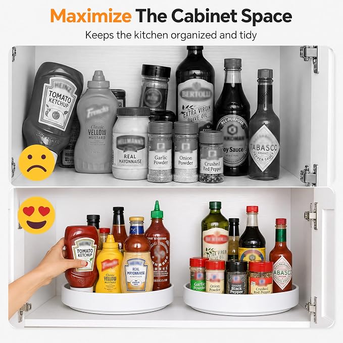 CTIME 11.8" Lazy Susan for Refrigerator, Lazy Susan Spice Rack | 360° Rotating, Non-Slip Base, 2in Raised Edge, for Kitchen, Pantry & Refrigerator - Image 4
