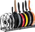 Toplife Pots and Pans Organizer Rack for Cabinet and Countertop, 10+ Pot Lids, Bakeware and Cookware Holder with 10 Adjustable Compartments - Black by Toplife