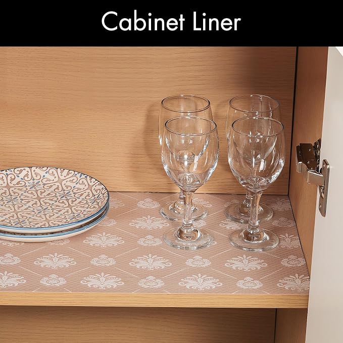 Cooyes Shelf and Drawer Liners for Kitchen Cabinets, Non-Adhesive Cabinet Liners, EVA Waterproof Durable Shelf Paper for Refrigerator, Shelves, Cupboard with Modern Pattern, Easy to Cut - Image 4