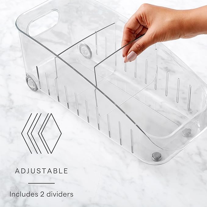 YouCopia RollOut Fridge Drawer 6", BPA-Free Clear Rolling Refrigerator Organizer Bin with Adjustable Dividers and Handles for Produce, Food, Meal and Snack Storage - Image 2