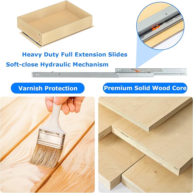WelFurGeer Soft Close Pull Out Drawers for Cabinets, 11" W x 22" D Pull Out Cabinet Organizer, Smooth Slide-Out Shelves for Kitchen Cabinets, Durable Pullout Drawers for Home & Kitchen Organization - Image 5