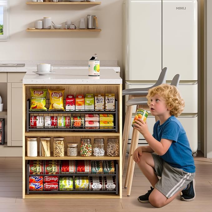 2-Pack Extra-Long Stackable Can Organizer for Pantry Shelf Storage | Can Rack for Kitchen Cupboard, Sturdy Standing Can Holder for Canned Food Goods Soda up to 90, 2 Tier, Black Can Dispenser - Image 5