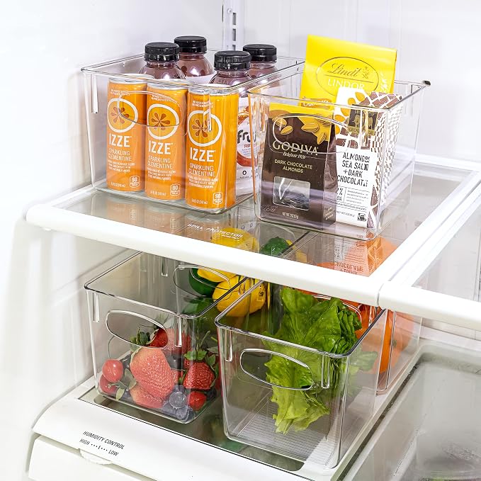 Sorbus Small Clear Plastic Storage Bins for Shelves, Clothes, with Handle - Clear Storage Bins, Drawer, Shelf, Closet, Pantry, Fridge, Freezer Organizer Bins, Closet Organizers and Storage (4 pack) - Image 6