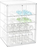 ERTIUANIO Baby Bottle Organizer for Countertop Cabinet Storage | 4 Tier Adjustable Clear Acrylic Station Container with 3 Removable Dividers for Vanity, Bathroom, Nursery, Gifts for New Mom by ERTIUANIO