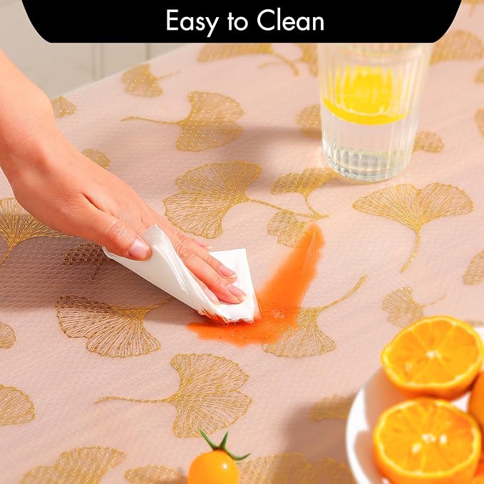Cooyes Shelf Liner, Non Adhesive Drawer and Cabinet Liner, EVA Washable Oil-Proof Shelf Paper for Kitchen Cabinets, Refrigerator, Storage, Desks with Modern Pattern （Gold Ginkgo，11.8" W x 236" L） - Image 6