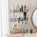 3-Tier Corner Bathroom Counter Organizer – Classic Storage Shelf for Makeup, Perfume & Toiletries, Space-Saving Countertop Tray Fits Bathroom, Dresser, Kitchen (Slate Gray) by SHUANGQING