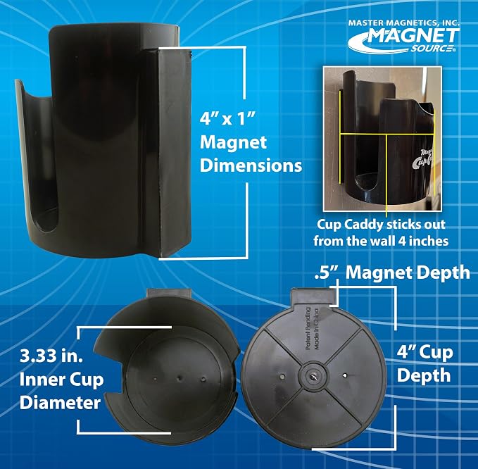 Master Magnetics Magnetic Cup Holder - Caddy for Bottles, Glasses, and Cans - Fits on Fridge, Lawnmower, Forklift, Cart, or Ladder - Heavy-Duty Magnet, (Pack of 6) - Image 4