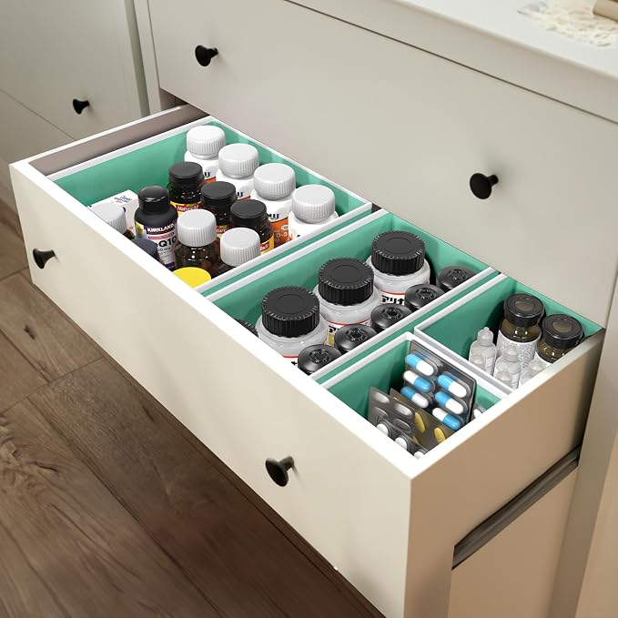 Simple Houseware Foldable Drawer Organizer Bin, Set of 12, Turquoise | Fabric Storage Bins for Clothes, Underwear, Bra, Panty, Socks, Onesies – Closet & Dresser Dividers for Home - Image 7