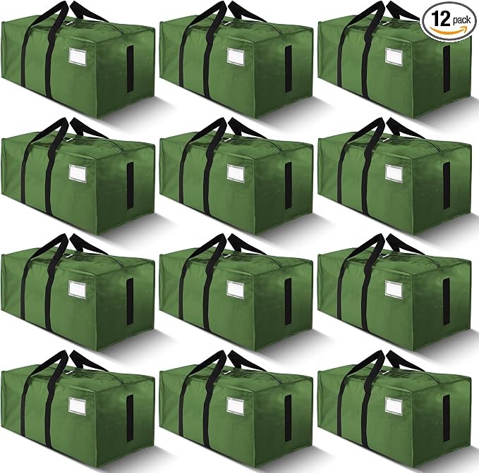 HOMESURE Supports 200lbs Heavy Duty Moving Bags - Strong Zipper & Wrap-Around Handles - Water-Resistant Storage Totes, Durable Alternative to Moving Boxes - 12 Pack - Olive Green by HOMESURE